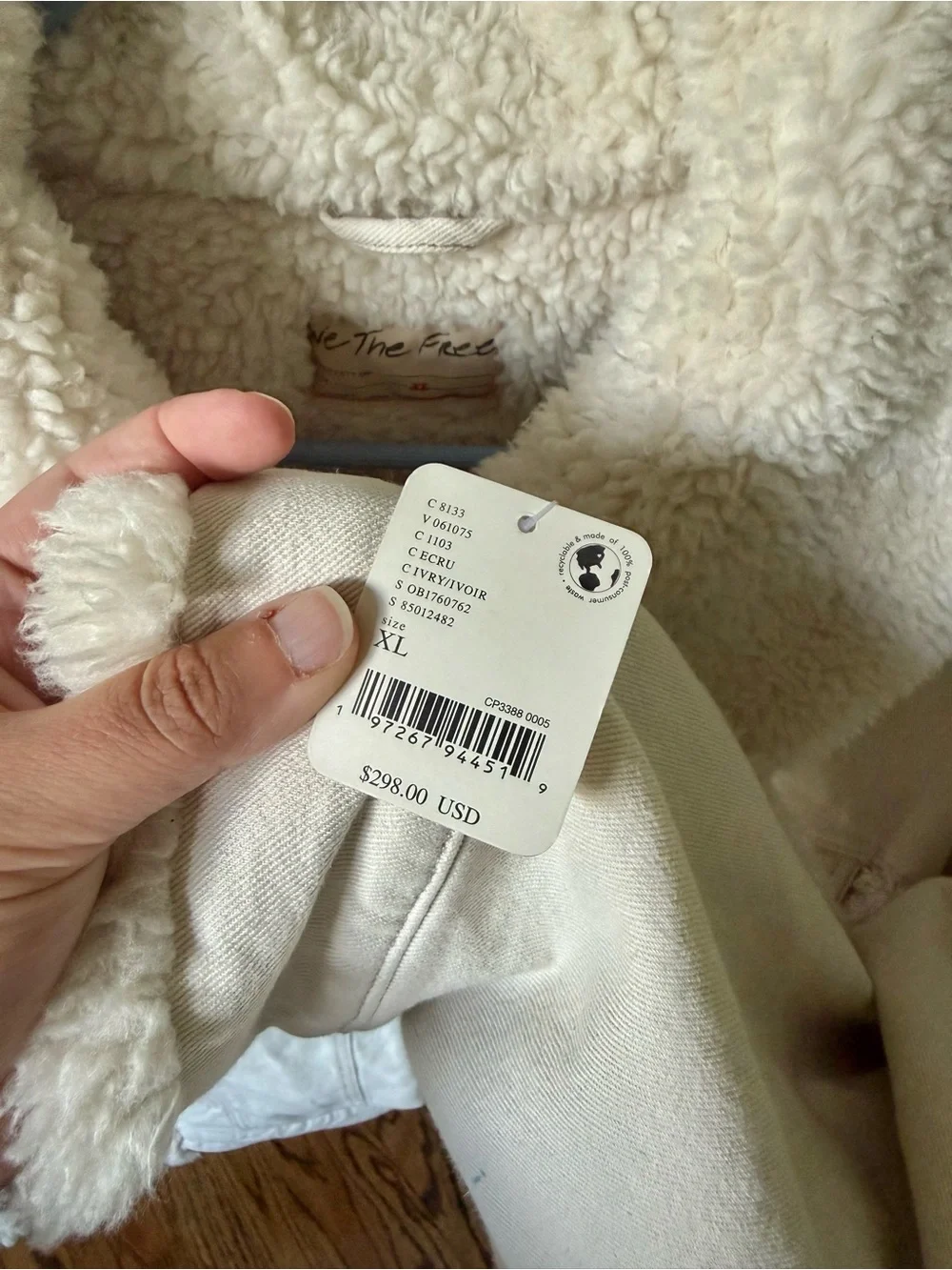 NWT Free People x We The Free Holly Cozy Denim Sherpa Jacket Sz XL